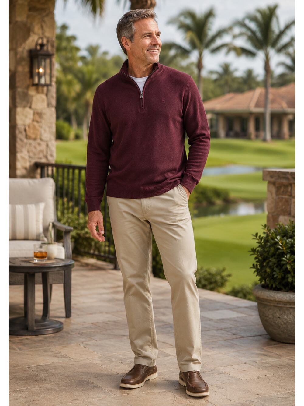Tommy Bahama Mens XL Burgundy Red Quarter Zip Pullover Sweater Casual Resort